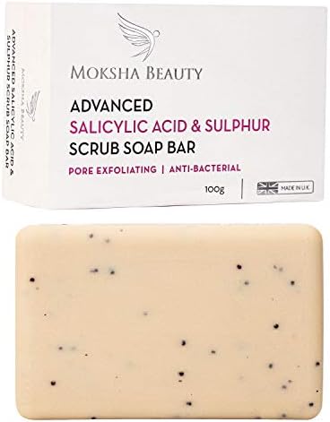 Barra de Jabón de Azufre con Ácido Salicílico – [Hecho en el Reino Unido] Avanzada Barra de Jabón con Ácido Salicílico y Azufre Exfoliante para Tratamiento Facial | Sin Parabenos ni Crueldad – 100g